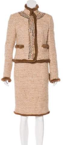 Bouclé Fur-Trimmed Skirt Suit