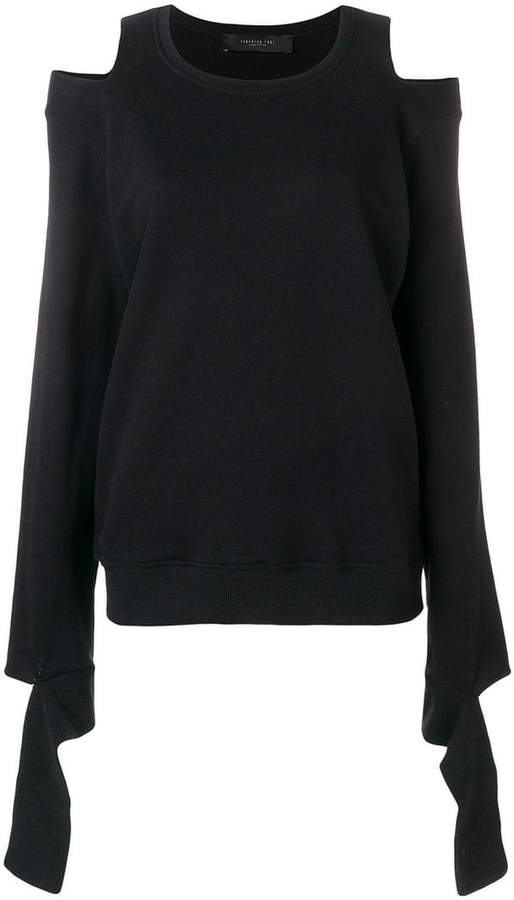 Federica Tosi cold shoulder ripped sweatshirt