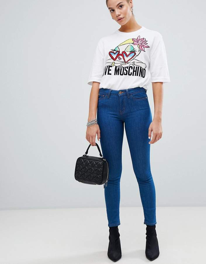 mid rise blue skinny jeans