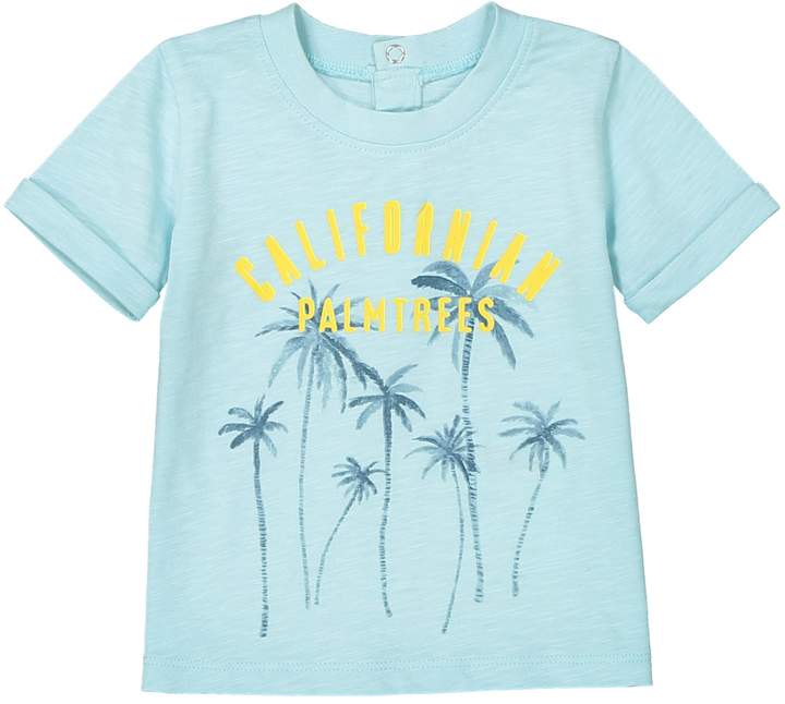 La Redoute Collections Palm Print Crew Neck T-Shirt, 1 Month-3 Years