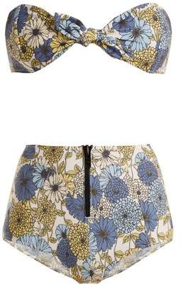 Poppy floral-print tie bikini