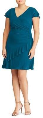 Plus Jersey Surplice Fit-and-Flare Dress