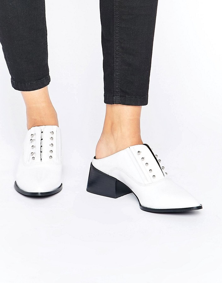 White Patent Leather Mules