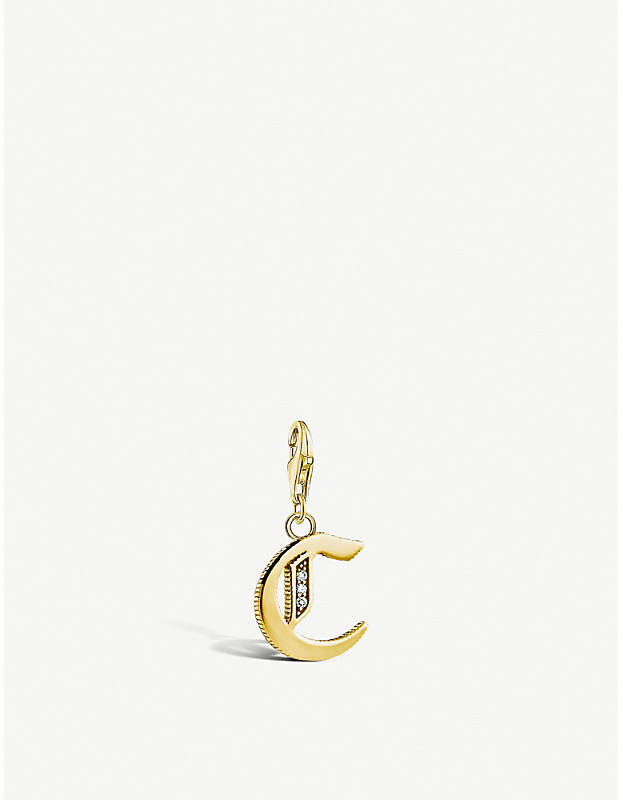 Vintage 'C' letter 18ct yellow gold-plated charm