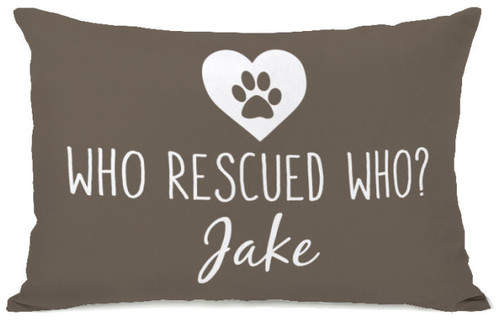 One Bella Casa Personalized Who Rescued Who Lumbar Pillow