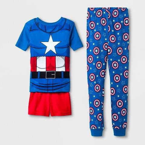 Boys' Captain America 3pc Pajama Set - Blue