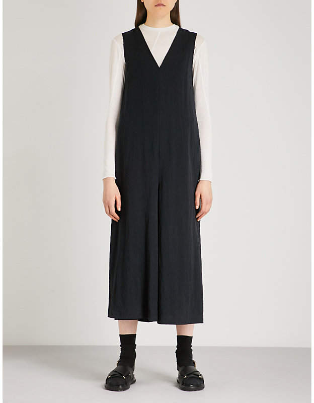 V-neck Folded wool-blend jumpsuit