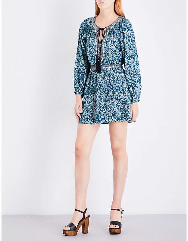 Waterlily silk-crepe mini dress