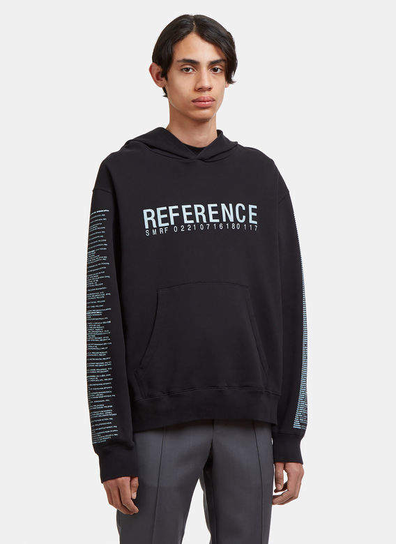 Hooded Reference Print Sweatshirt in Black