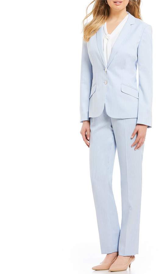 John Meyer Herringbone Weave Notch Collar Jacket 2-Piece Pant Suit