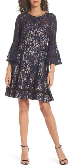 Bell Sleeve Lace Fit & Flare Dress