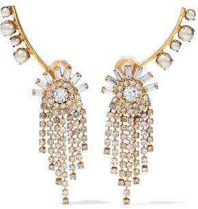 Gold-Tone Faux-Pearl And Crystal Earrings