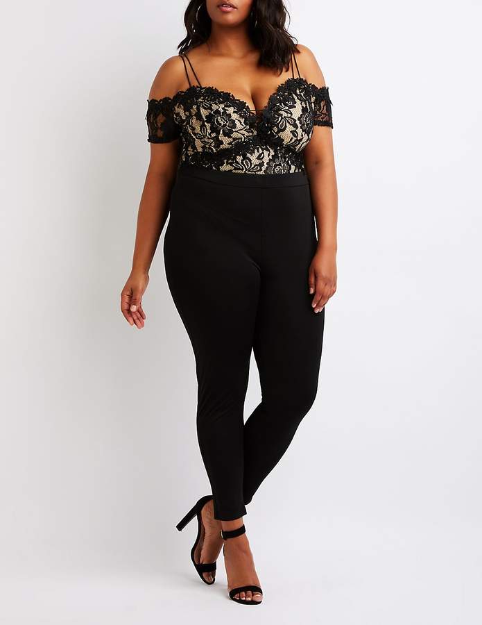 Plus Size Floral Crochet Jumpsuit