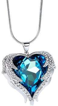 Blue Pearls Kettenanhänger Herz Anhänger Halskette Kristall Swarovski Elements blaue und we