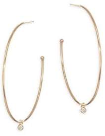 Zoe Chicco Bezel Diamonds Diamond & 14K Yellow Gold Hoop Earrings