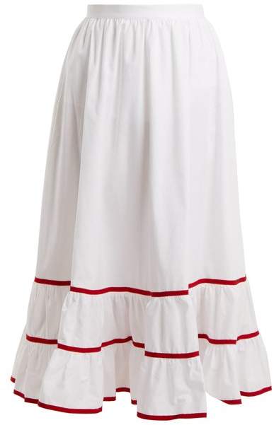 Contrast-trim cotton-poplin skirt