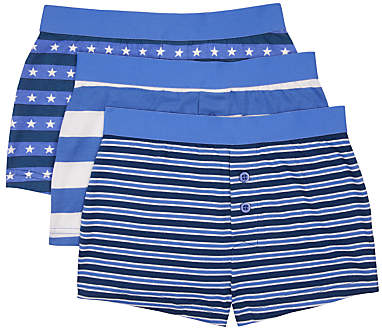 Boys' Star and Stripe Print Boxers, Pack of 3, Blue