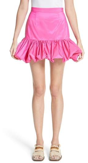 Flare Bubble Hem Taffeta Skirt