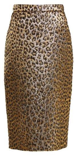 Leopard-print jacquard pencil skirt