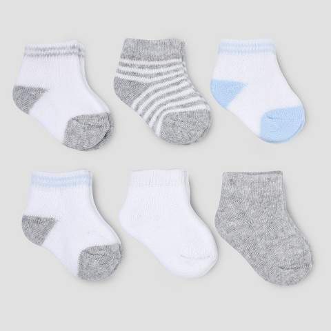 Just One You made by carter Baby Boys' 6pk Basic Ankle Terry Socks - Just One You® made by carter's White/Gray 0-3M