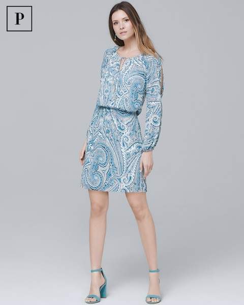 Whbm Split-Sleeve Paisley Soft Blouson Dress