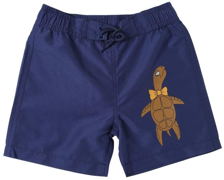 Turtle Print Nylon Swim Shorts