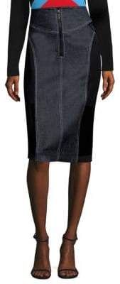 Zip-Front Jean Skirt