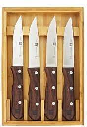 4-Piece Steakhouse Knife Set with Storage Case