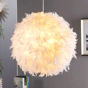 Federbeschmückte LED-Hängeleuchte Pauline