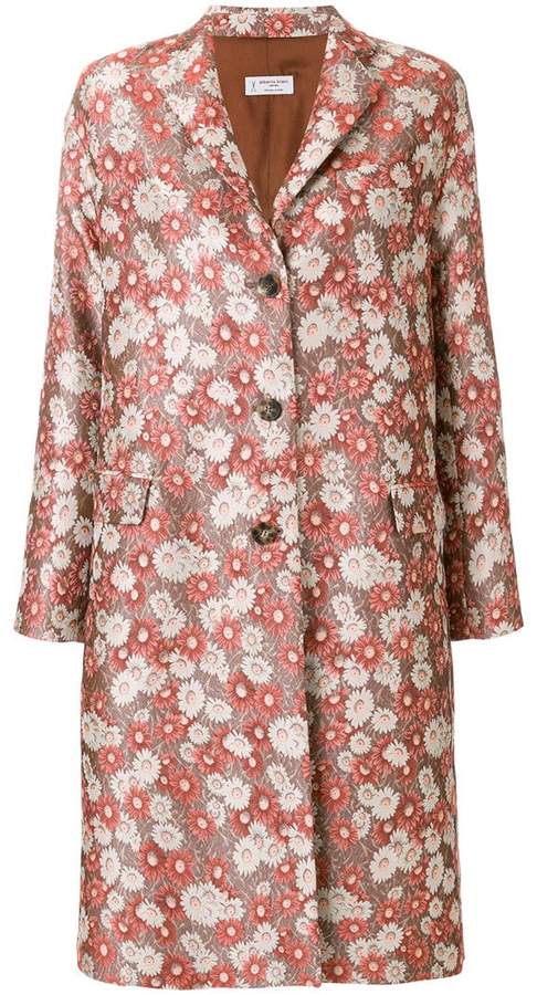 floral jacquard single-breasted coat