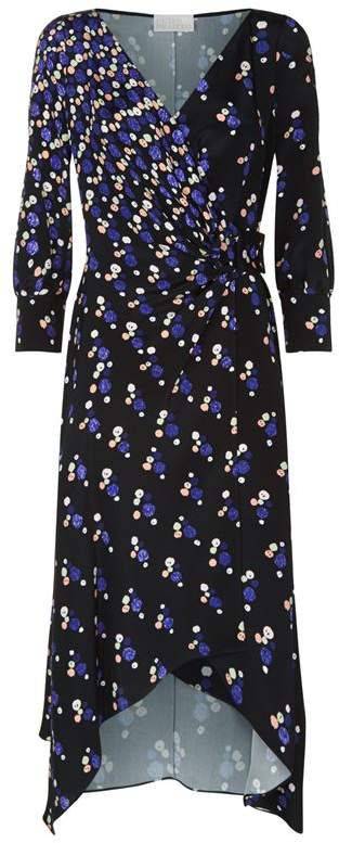 Spotted Wrap Midi Dress