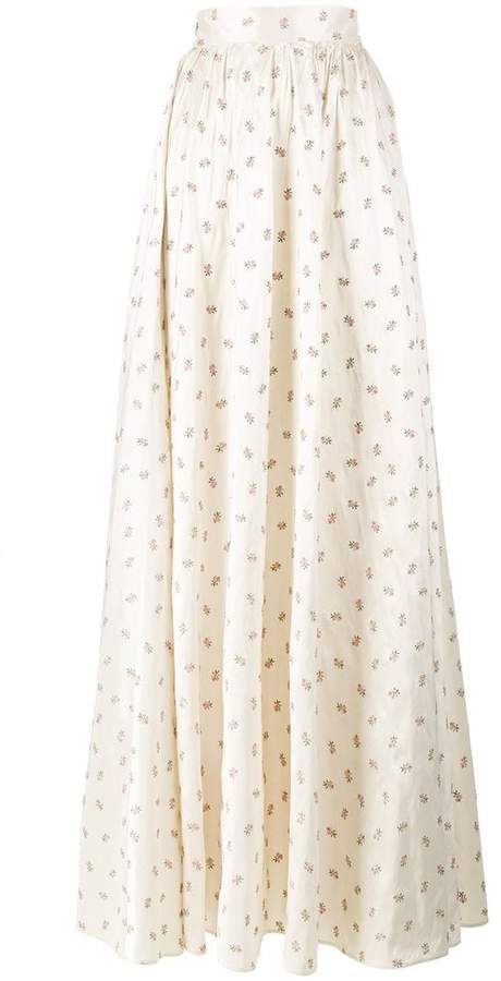 Ronald Van Der Kemp Seidenrock mit floraler Stickerei