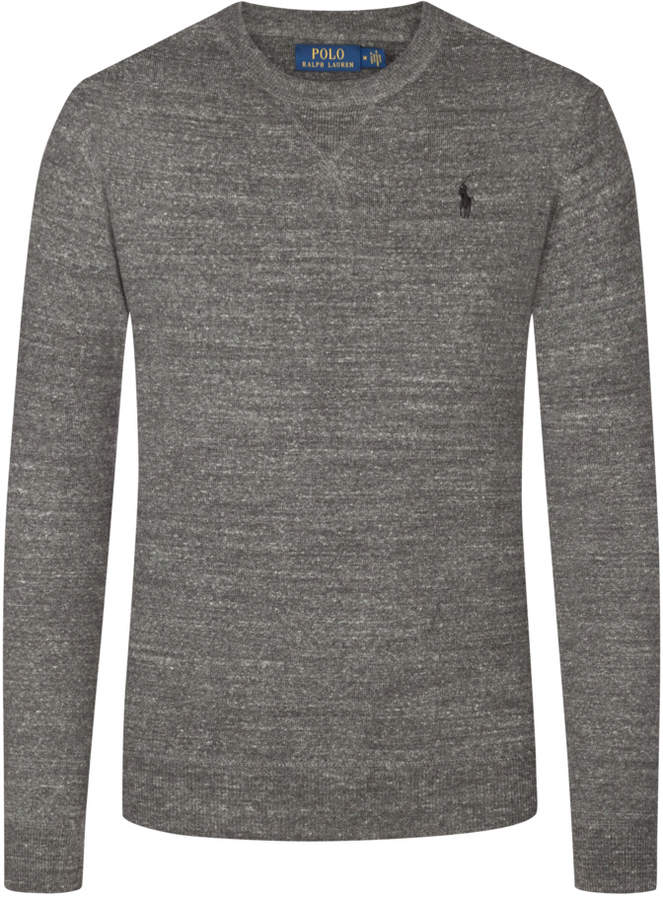 Melierter Pullover mit Feinstrickbündchen