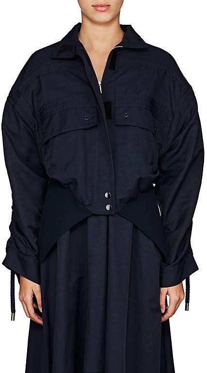 Women's Twill Drawstring Crop Bomber Jacket