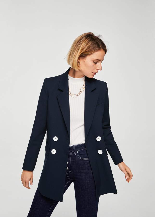 Blazer mit Kontrastknöpfen