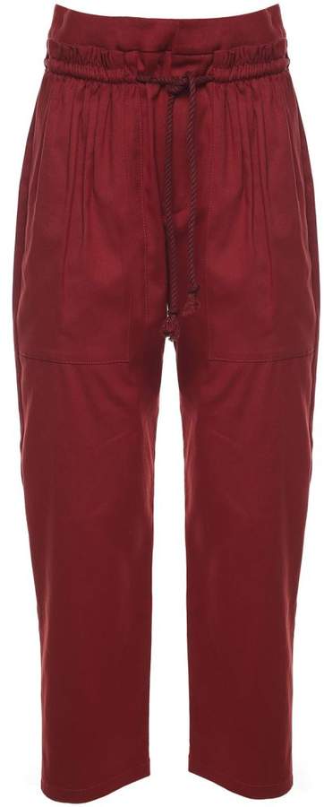 Drawstring-waist Cotton-blend Trousers