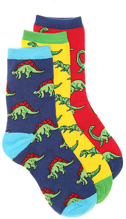 Socksmith Dino-Mite! Infant, Toddler, & Youth Crew Socks - 3 Pack - Boy's