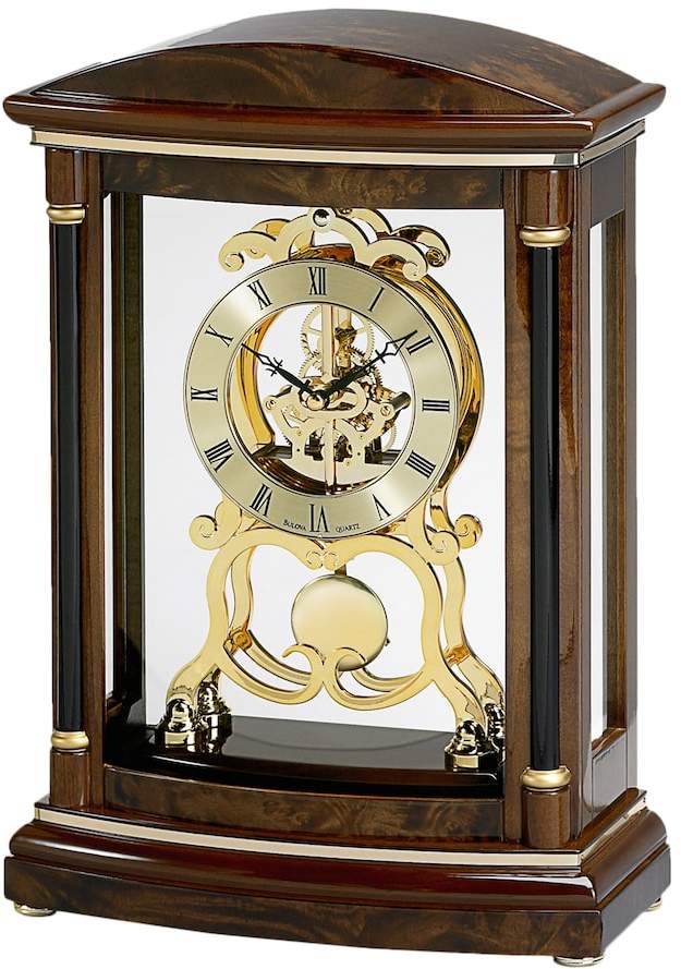 Valeria Wood Pendulum Skeleton Mantel Clock - B2026
