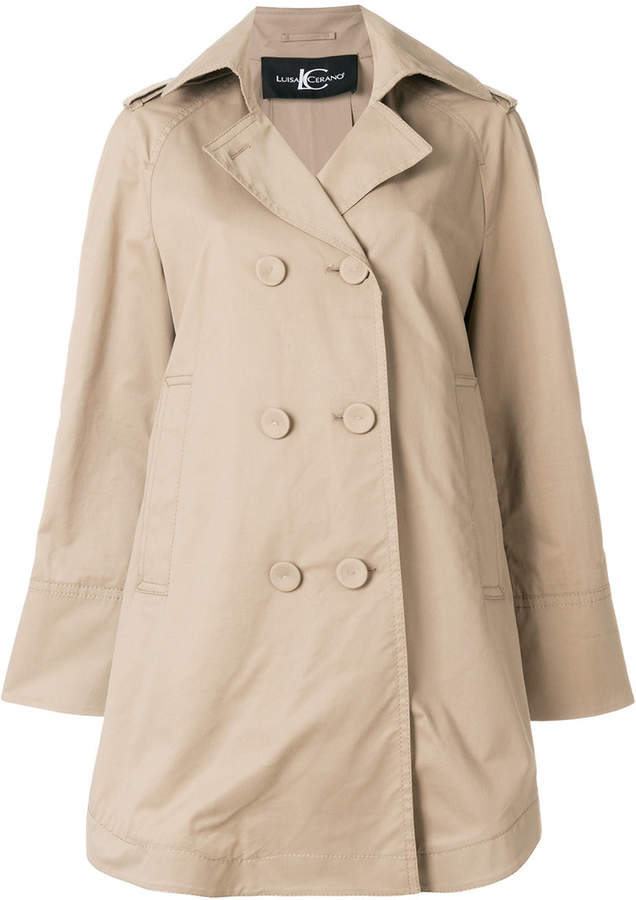Luisa Cerano double breasted flared trench coat