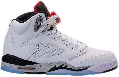 Kids' Grade School Air Jordan Retro 5 Basketball Shoes, White