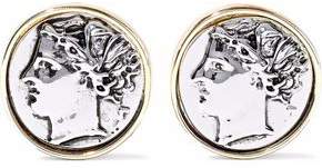 Embossed Silver And Gold-Tone Clip Earrings