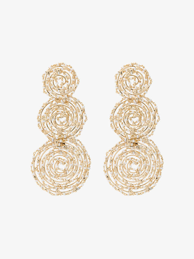 Pizzo bead embellished spiral earrings