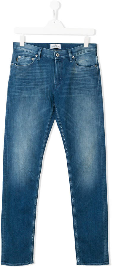 Stone Island Junior Teen faded effect jeans
