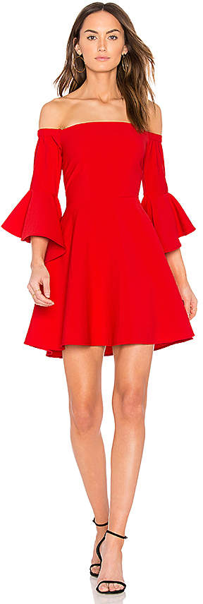 Bell Sleeve Off The Shoulder Dress in Red