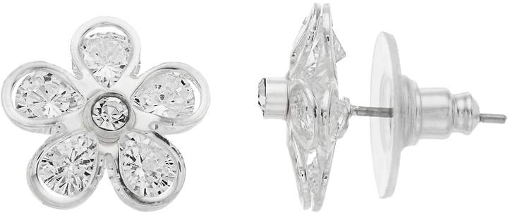 Simulated Crystal Flower Nickel Free Button Stud E...