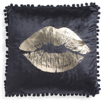 18x18 Velvet Foil Lips Pillow