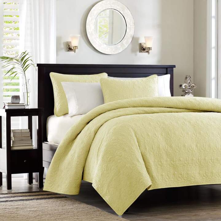 E and E Co., LTD. Madison Park Quebec Full/Queen Quilted Coverlet Mini Set - Yellow
