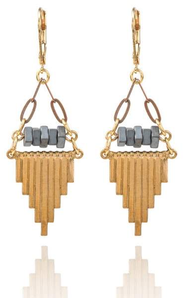 Styleserver DE David Aubrey Messing Ohrhänger mit Hämatit Perlen