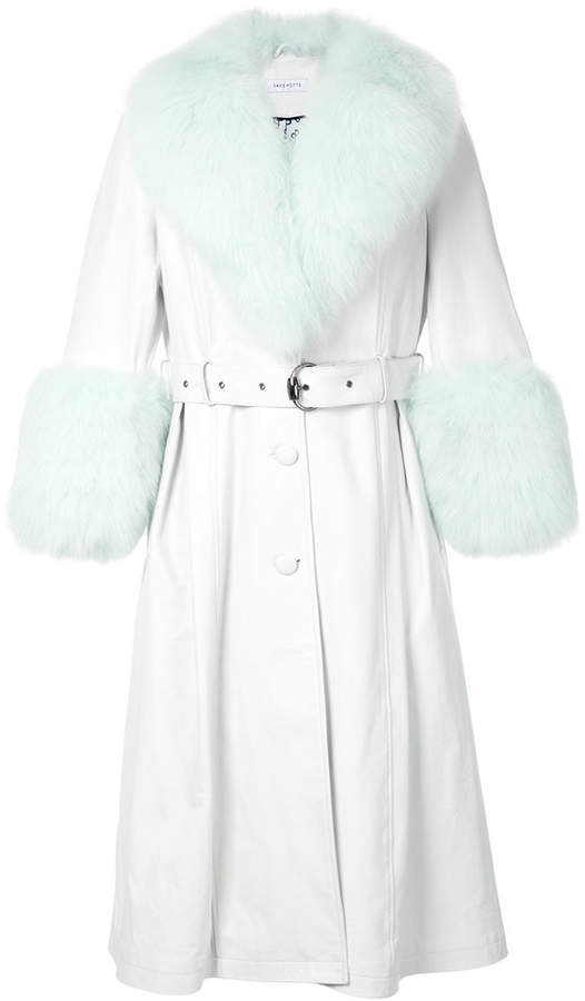 Saks Potts fur-trim belted coat