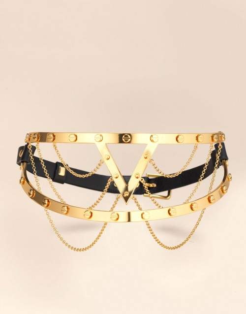 Zeusanna Gold Eyemask With Leather Strap